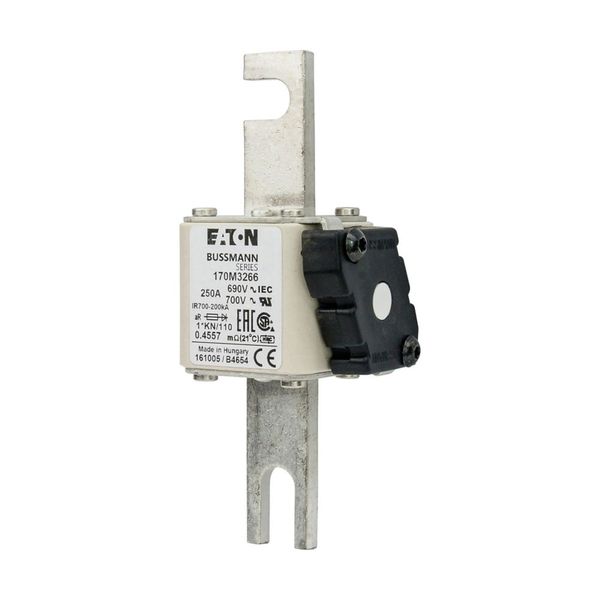 Fuse-link, high speed, 250 A, AC 690 V, compact DIN 1, 45 x 58 x 134 mm, aR, DIN, IEC, type K indicator, 110 mm centres image 7