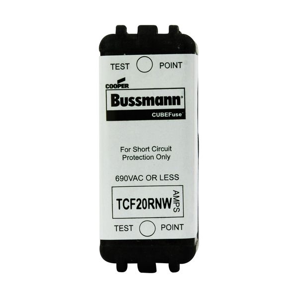 Eaton Bussmann series TCF fuse, Finger safe, 690 Vac, 20A, 50kA, Non-Indicating, Time delay, inrush current withstand, Class CF, CUBEFuse, Glass filled PES image 1