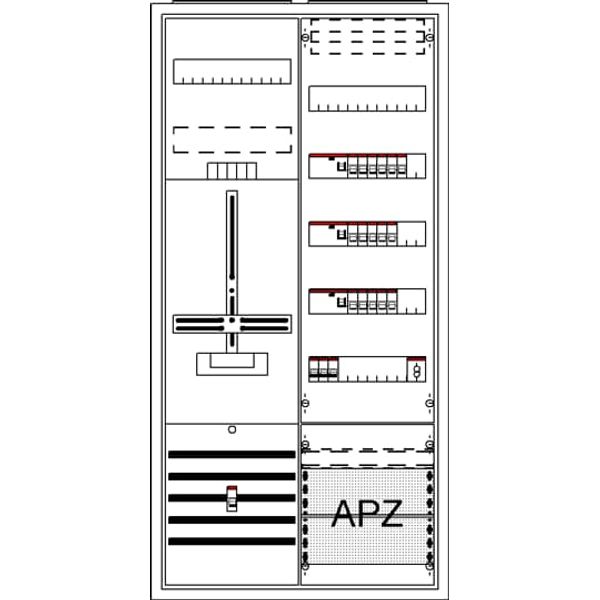 DA27KBHY Meter board, Field width: 2, Rows: 57, 1100 mm x 550 mm x 215 mm, Isolated (Class II), IP31 image 1