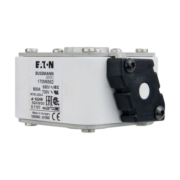 Fuse-link, high speed, 800 A, AC 690 V, size 3, 76 x 92 x 53 mm, aR, IEC, UL, type K indicator image 8