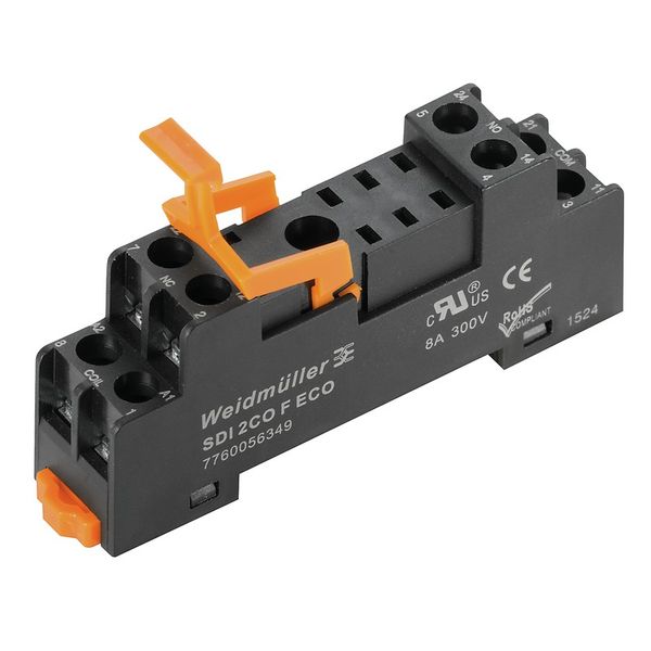 Relay socket, flat design, IP20, 2 CO contact , 8 A, Screw connection image 1