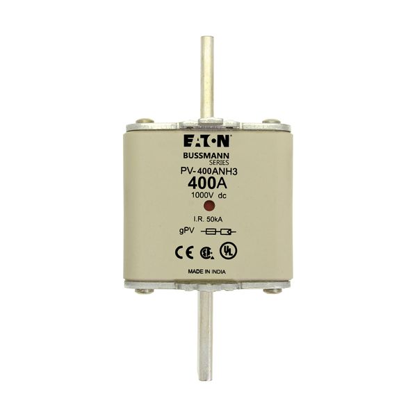 Fuse-link, high speed, 400 A, DC 1000 V, NH3, gPV, UL PV, UL, IEC, dual indicator image 13