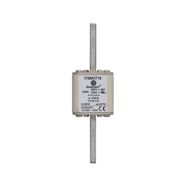 Fuse-link, high speed, 350 A, AC 690 V, compact size 1, 45 x 45 x 148 mm, aR, IEC, UL image 3