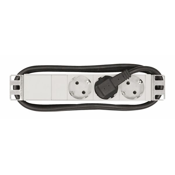 10" PDU, 3xSchuko, Profile ALU 1U, 2m-cable, RAL7035 image 1