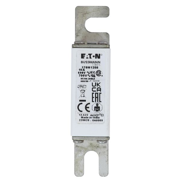 Fuse-link, high speed, 10 A, AC 690 V, DIN 000, 21 x 40 x 100 mm, gR, DIN, IEC, single indicator image 10