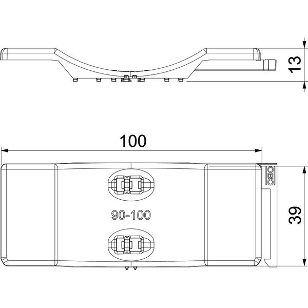 2058UW 100 LGR Counter-trough combinable with double trough 90-100mm image 2