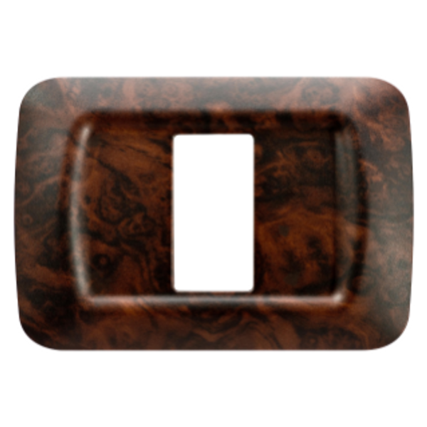 TOP SYSTEM PLATE - IN TECHNOPOLYMER - 1 GANG - ENGLISH WALNUT - SYSTEM image 1