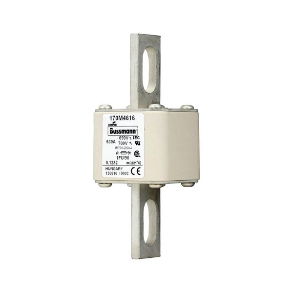 Fuse-link, high speed, 630 A, AC 690 V, size 1, 53 x 69 x 136 mm, aR, IEC, UL, no indicator, 90 mm centers image 10