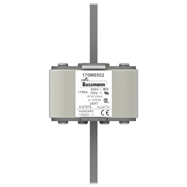 Fuse-link, high speed, 1100 A, AC 690 V, size 3, 76 x 76 x 150 mm, aR, IEC, single indicator image 1