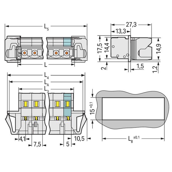 1-conductor male connector CAGE CLAMP® 2.5 mm² light gray image 5