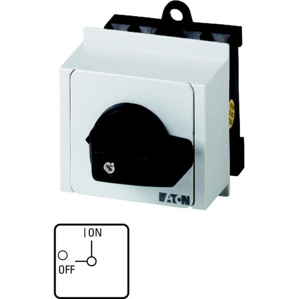 On-Off switch, T0, 20 A, service distribution board mounting, 4 contact unit(s), 6 pole, 2 N/O, with black thumb grip and front plate image 4