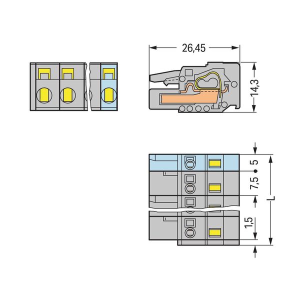 1-conductor female connector CAGE CLAMP® 2.5 mm² gray image 2