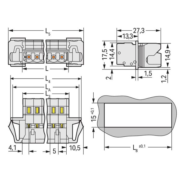 1-conductor male connector CAGE CLAMP® 2.5 mm² light gray image 4