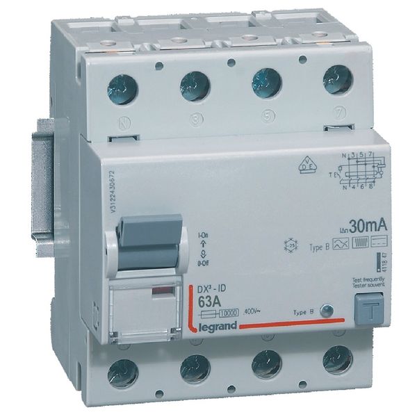 RCD DX³-ID - 4P - 230 V~ - 63 A - 30 mA - B type - neutral on left-hand image 1