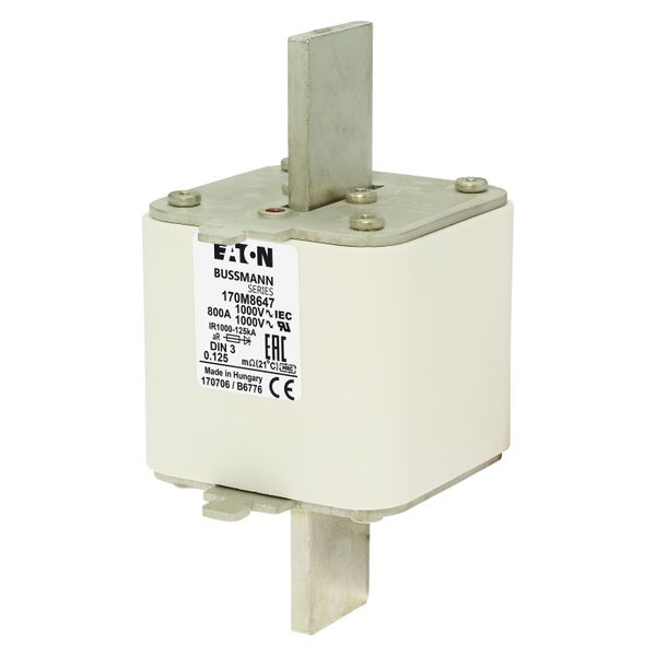 Fuse-link, high speed, 800 A, AC 1000 V, DIN 3, 90 x 75 x 150 mm, aR, DIN, IEC, single indicator image 6