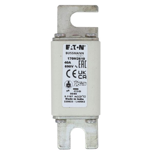 Fuse-link, high speed, 40 A, AC 690 V, DIN 00, 30 x 51 x 100 mm, gR, DIN, IEC, single indicator image 8