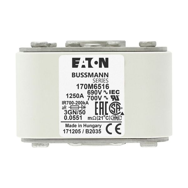 Fuse-link, high speed, 1250 A, AC 690 V, size 3, 76 x 92 x 53 mm, aR, IEC, UL, single indicator image 21