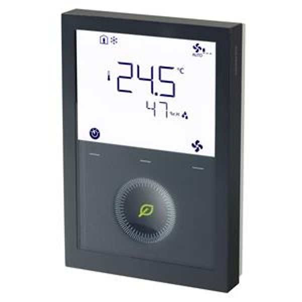 RDG200KN/BK - KNX communicating room thermostat in black. Outputs modulating (PWM / 3-pos.) or on/off. Fan coil (3-speed / DC fan), universal applications image 1