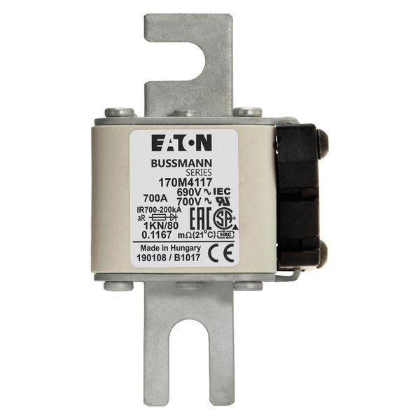 Fuse-link, high speed, 700 A, AC 690 V, DIN 1, 53 x 69 x 108 mm, aR, DIN, IEC, single indicator image 8