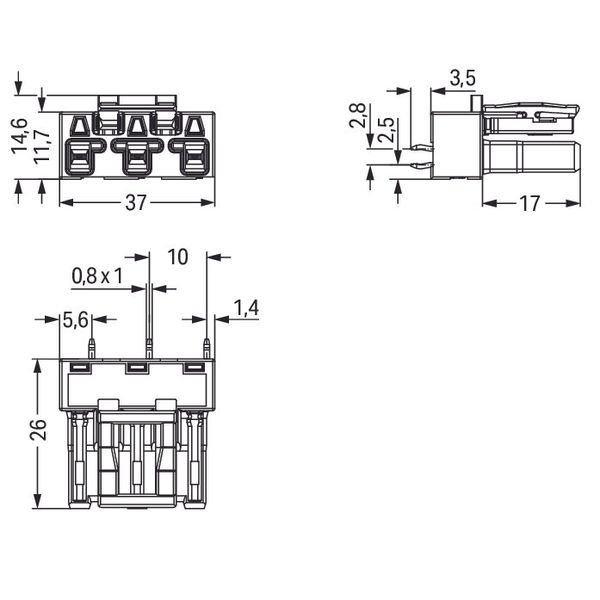 Socket for PCBs straight 3-pole gray image 3