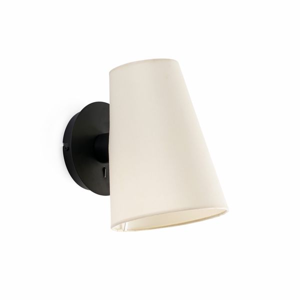 LUPE BLACK WALL LAMP BEIGE LAMPSHADE image 1