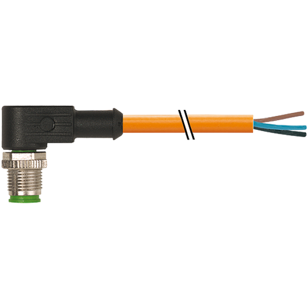 M12 male 90° A-cod. with cable PUR 4x0.34+1x0.5 or+robot+dragch. 0.3m image 1