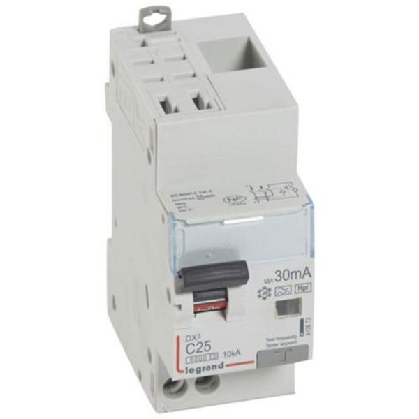 Monoblock differential circuit breaker DX³6000 10kA automatic high inlet low outlet screw U+N 230V~ - 25A - typeF 30mA image 1