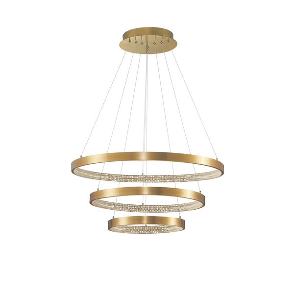 Triac Dimmable Antique Gold Brass   Aluminium & Acrylic  LED 112 Watt 230 Volt  4731Lm 3000K IP20  D: 80 H: 150 cm Adjustable Height image 1