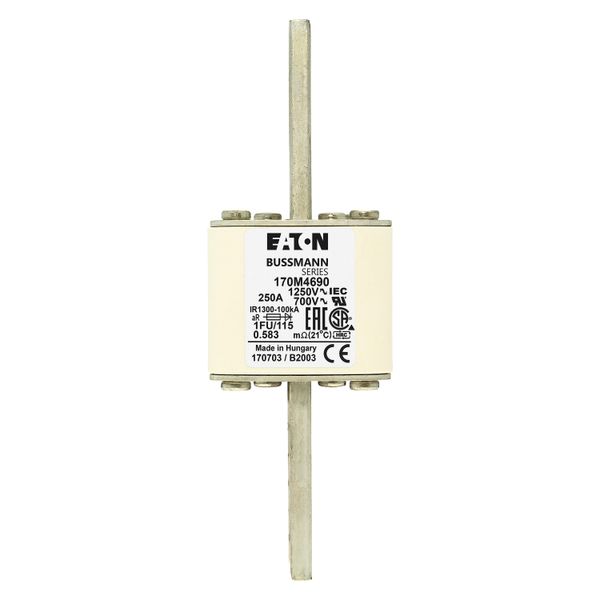 Fuse-link, high speed, 250 A, AC 1250 V, size 1, 53 x 69 x 160 mm, aR, IEC, UL image 8