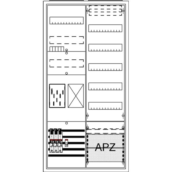 BA27BB5 Meter board, Field width: 2, Rows: 57, 1100 mm x 550 mm x 215 mm, Isolated (Class II), IP31 image 17