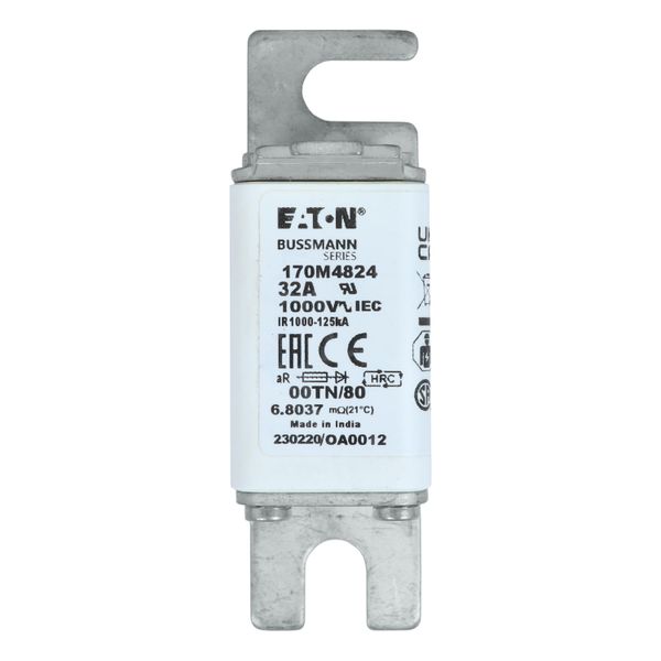 Fuse-link, high speed, 32 A, AC 1000 V, size 00, 30 x 47 x 98 mm, aR, DIN, IEC, type T indicator image 29