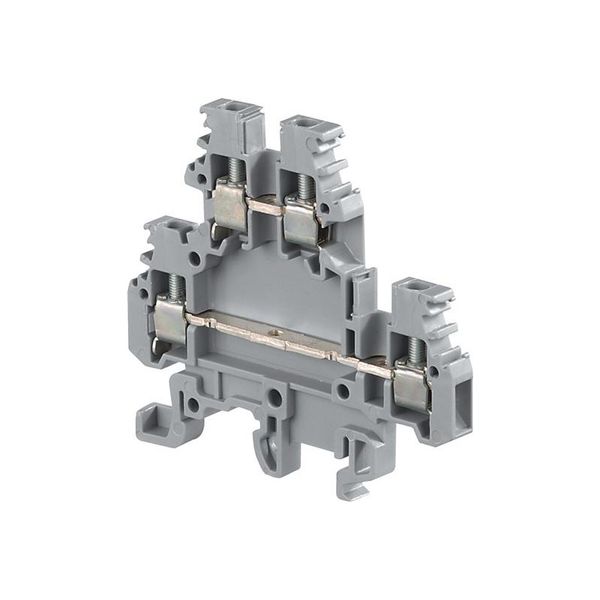 MODULAR TERMINAL BLOCKS, FEED-THROUGH, SCREW CLAMP TERMINAL BLOCK, GRAY, PRODUCT SPACING .196 IN [5 MM], 2 POSITION, SCREW TERMINAL image 1