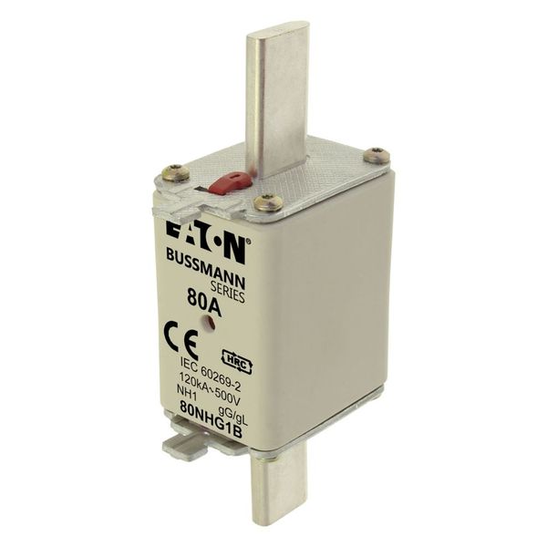 Fuse-link, low voltage, 80 A, AC 500 V, NH1, gL/gG, IEC, dual indicator image 8