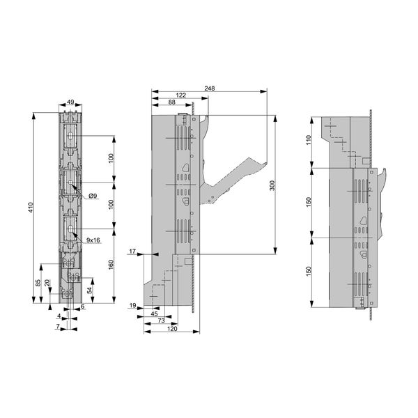 HRC-in-line-fuse ARROW LINE size 00, 3-pole, f. 100mm busbar image 4