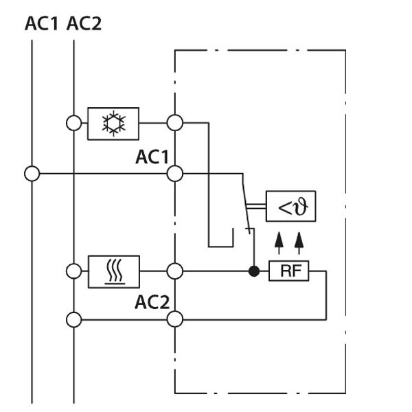 UP room controller, RAL1013 glossy 50x50, 5-30C, AC 24V, 1 changeover contact, 10A/5A at DC 24 V 30 W image 3