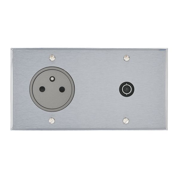 Art d'Arnould univers Mémoire 2P+E 16A 250V power socket and single television socket - brushed steel image 1