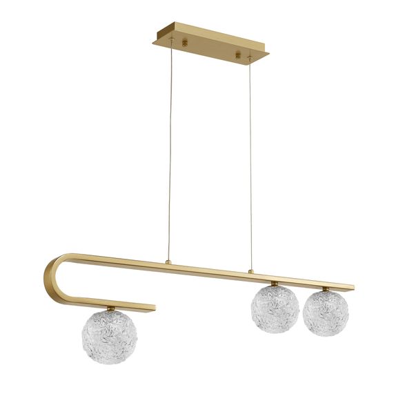 Clear Structured Glass & Brass Gold Steel LED G9 3x5 Watt 230 Volt IP20 Bulb Excluded L: 80 W: 10 H: 180 cm image 1