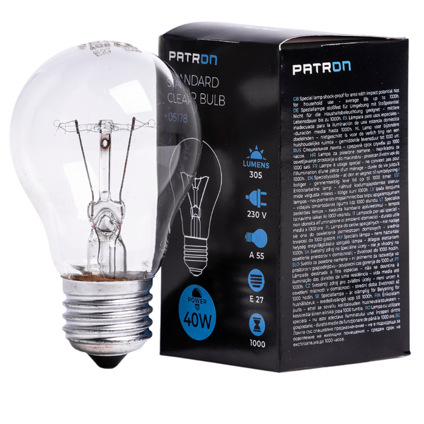 Incandescent Bulb E27 40W A55 230V CL Patron image 1