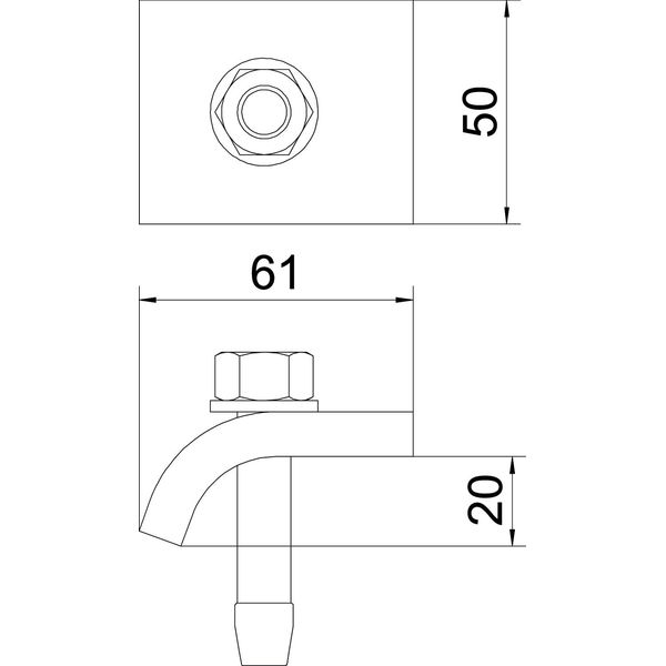 KWH 20 A2 Clamping profile with hook screw, h = 20 mm 60x50 image 2