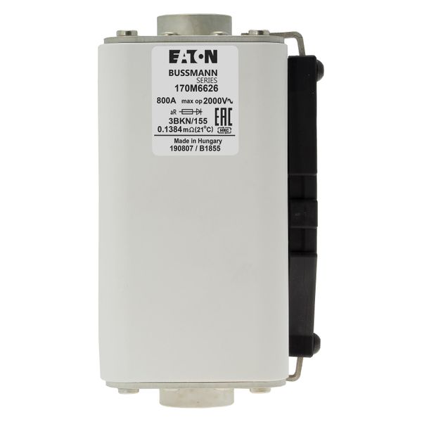 Fuse-link, high speed, 800 A, AC 2000 V, size 3, 74 x 90 x 155 mm, aR, IEC, single indicator image 11