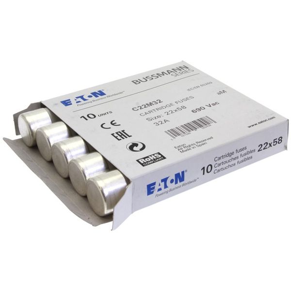 Fuse-link, LV, 32 A, AC 690 V, 22 x 58 mm, aM, IEC image 1