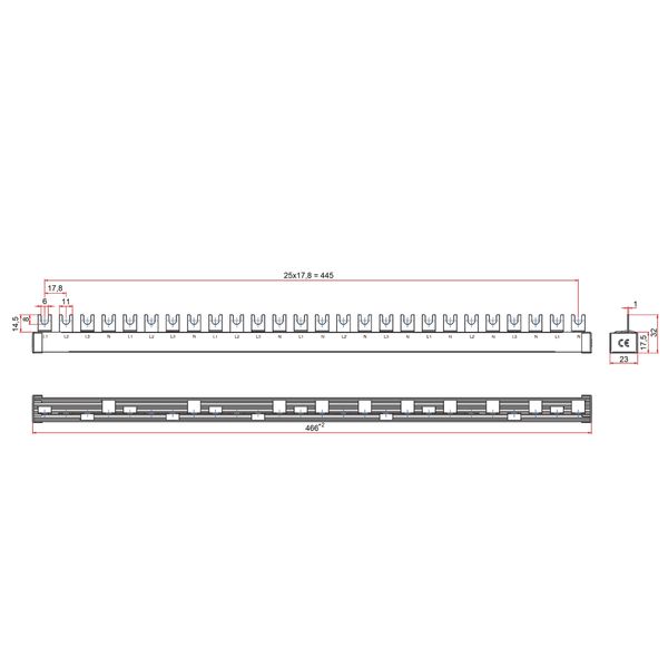 Busbar, 1xRCCB 4-pole, 2xMCB 3+N, 7xMCB 1+N, 26 MV, 10 mmý image 8