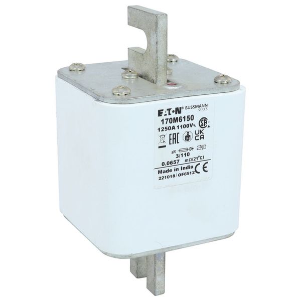 Fuse-link, high speed, 1250 A, AC 1100 V, size 3, 76 x 90 x 139 mm, aR, DIN, IEC, single indicator image 22