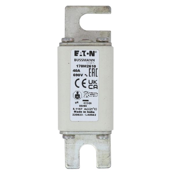 Fuse-link, high speed, 40 A, AC 690 V, DIN 00, 30 x 51 x 100 mm, gR, DIN, IEC, single indicator image 23