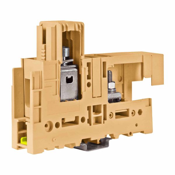 High current terminal screw/bolt connection 95mm2, rail-mountable, beige color image 1