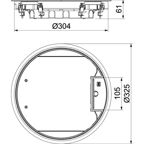 GESR9 55U V 9011 Service outlet for duct mounting ¨325x61 image 2