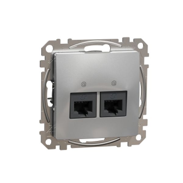 Double DATA Outlet CAT 6A UTP, Sedna Design & Elements, RJ45, Aluminium image 3