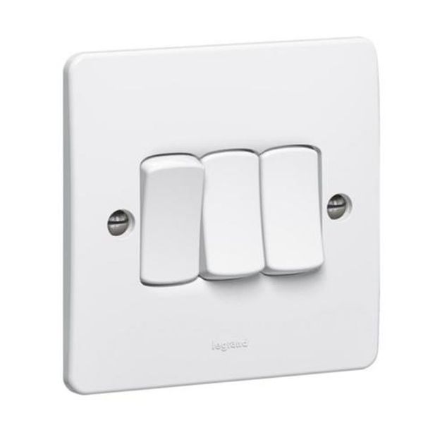 Synergy™ - Single pole switch - 3 gang - 2 way - 10 AX 250 V~ - White image 1