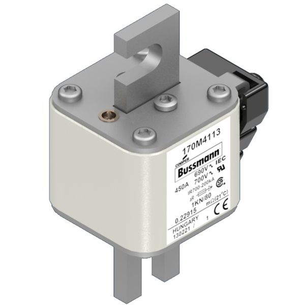 Fuse-link, high speed, 450 A, AC 690 V, size 1, 50 x 78 x 109 mm, aR, DIN, IEC, single indicator image 3