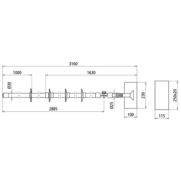 Insulating stick kit up to 7.5kV DC 25kV AC with cleaning head L 3160m image 2